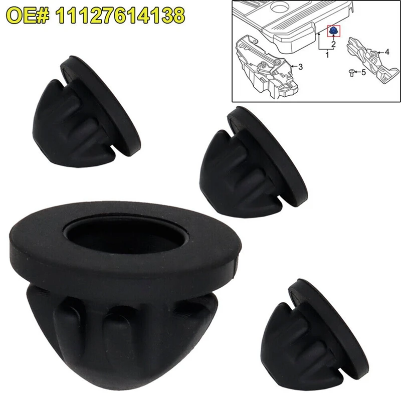 100PCS Car Engine Cover Rubber Mount Grommet Bush Bump Stop 11127614138 For BMW 1 2 3 4 5 6 7 Series Hood Bumper Buffers