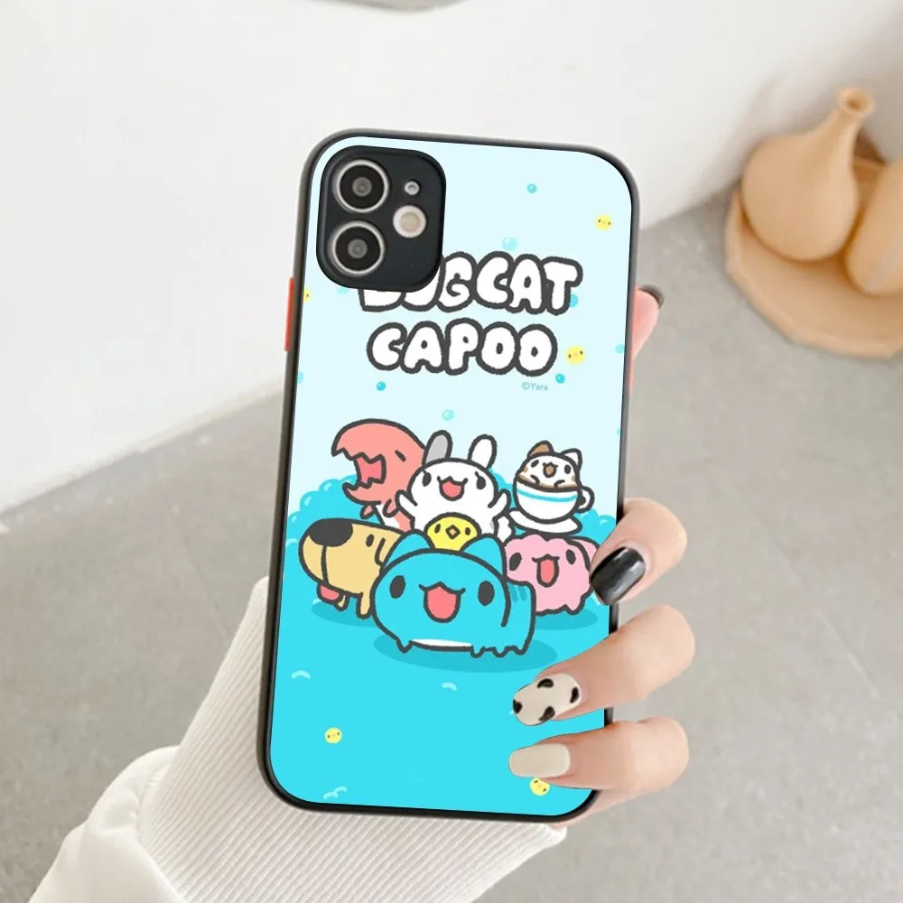 Bugcat Capoo Cartoon Phone Case For IPhone 14 11 12 13 Mini Pro Max 8 7 Plus X XR XS MAX Translucent Matte Cover