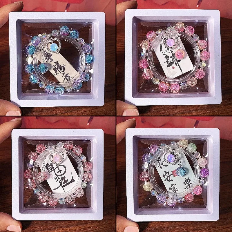 

Браслет с сердечками, браслет из стеклянных бусин и кристаллов, милый браслет дружбы для девочек и студенток