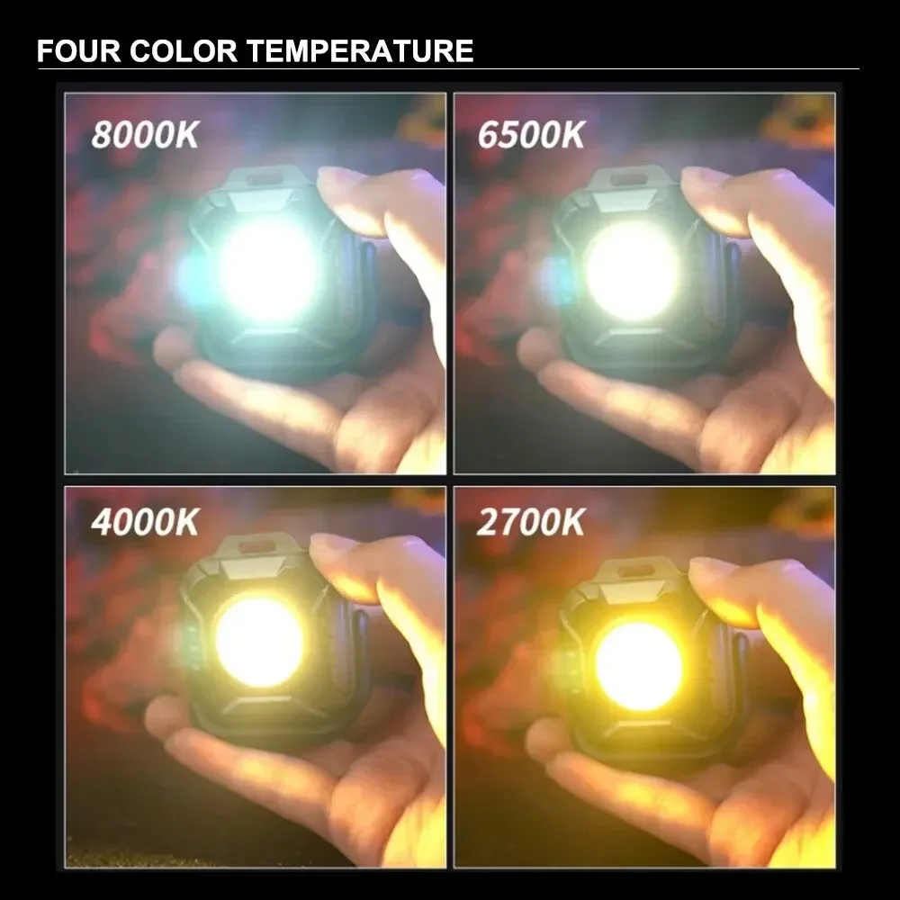 Lampu senter COB LED Mini multifungsi, lampu senter COB portabel dapat diisi ulang multifungsi