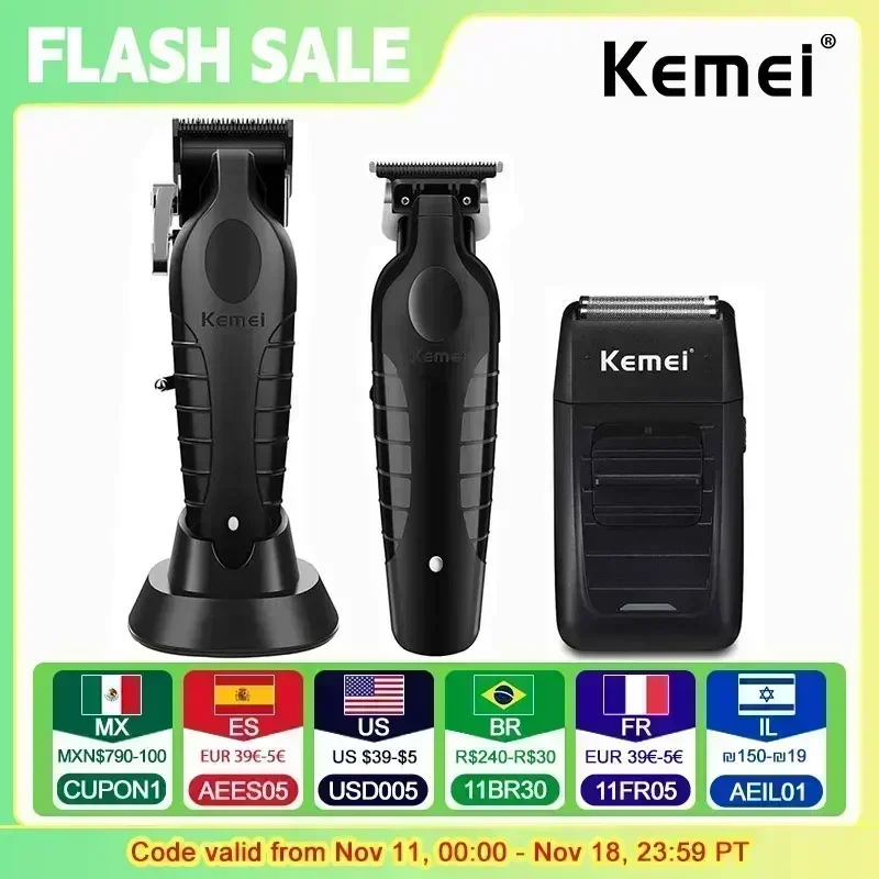 Kemei Hair Clipper Kit KM-2296 KM-2299 KM-1102 Men's Electric Shaver Hair Trimmer Machine Professional Hair Cutting Machine