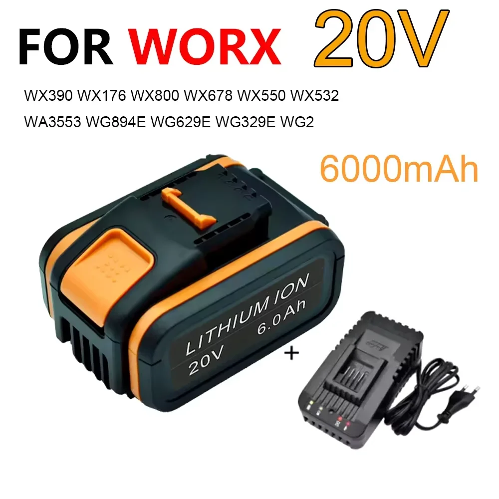 

20V 6.0Ah battery For Worx WA3553 cordless power tool backup battery WA3551 WA3553 WA3641 WX373 WX390 battery