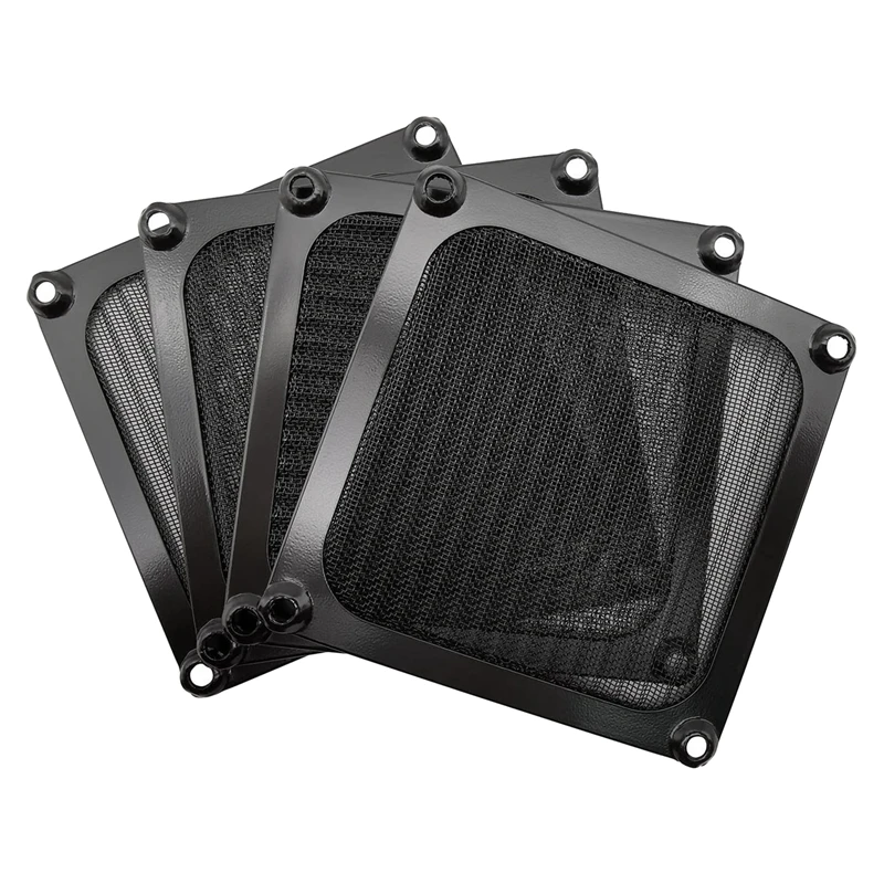 Computador Fan Filter Grills com Parafusos, Quadro De Alumínio, Ultra Fino, Malha De Aço Inoxidável, Preto, Desktop, 4 Pack, 90mm