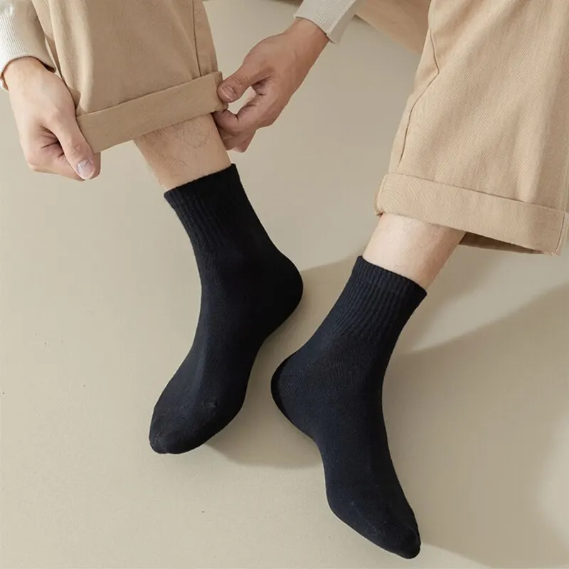 5 Pairs of High-Quality Cotton Mid-Calf Socks for Men Athletic and Casual Cotton Socks for Any Occasion