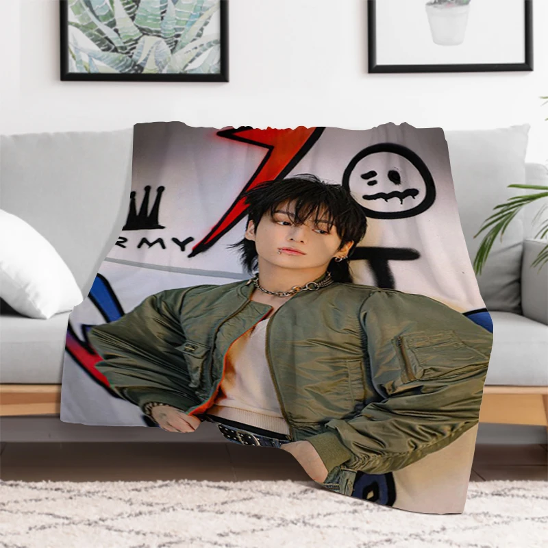 Jeon Jung Kook Kpop Blanket Double Bed Comforter Furry Sofa Blankets and Bedspreads Winter Bedspread the Knee Warm Baby & Throws