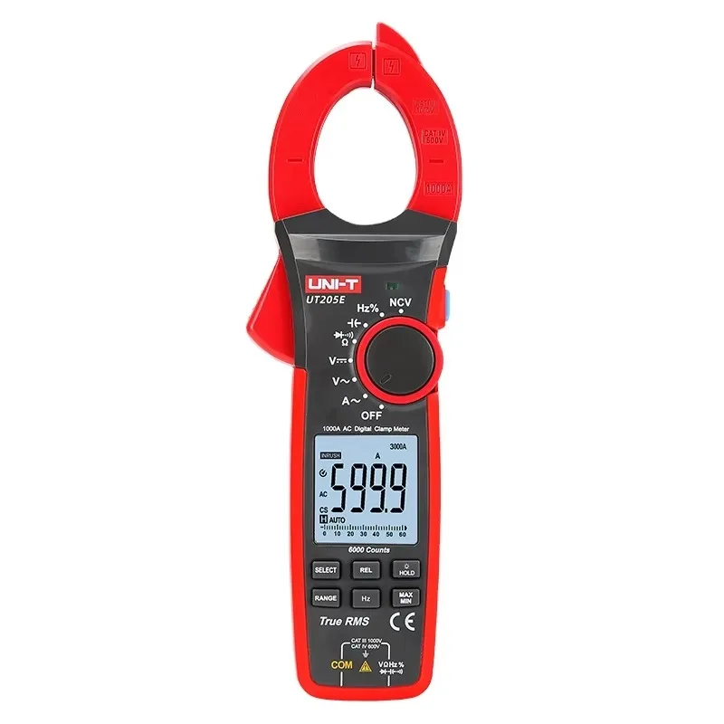 True RMS Digital Clamp Meter AC Current 1000A 1000V UT205E 6000 Count Backlight Flashlight Multimetro Tester
