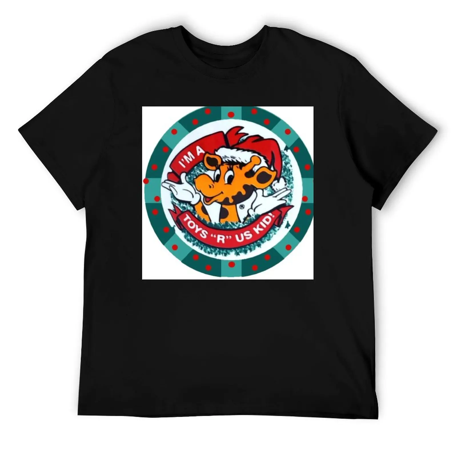 

Ретро Геффри Жираф Праздничный Логотип [Я игрушка R Us Kid!] Футболка, мужская хлопковая футболка Essential, футболка