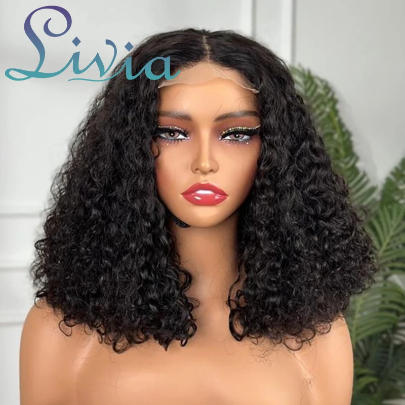 

250% Density Water Wave Short Bob Wig 13X4 Lace Front Human Hair Wig Deep Wave Lace Front Wigs Human Hair Deep Curly Bob Wigs