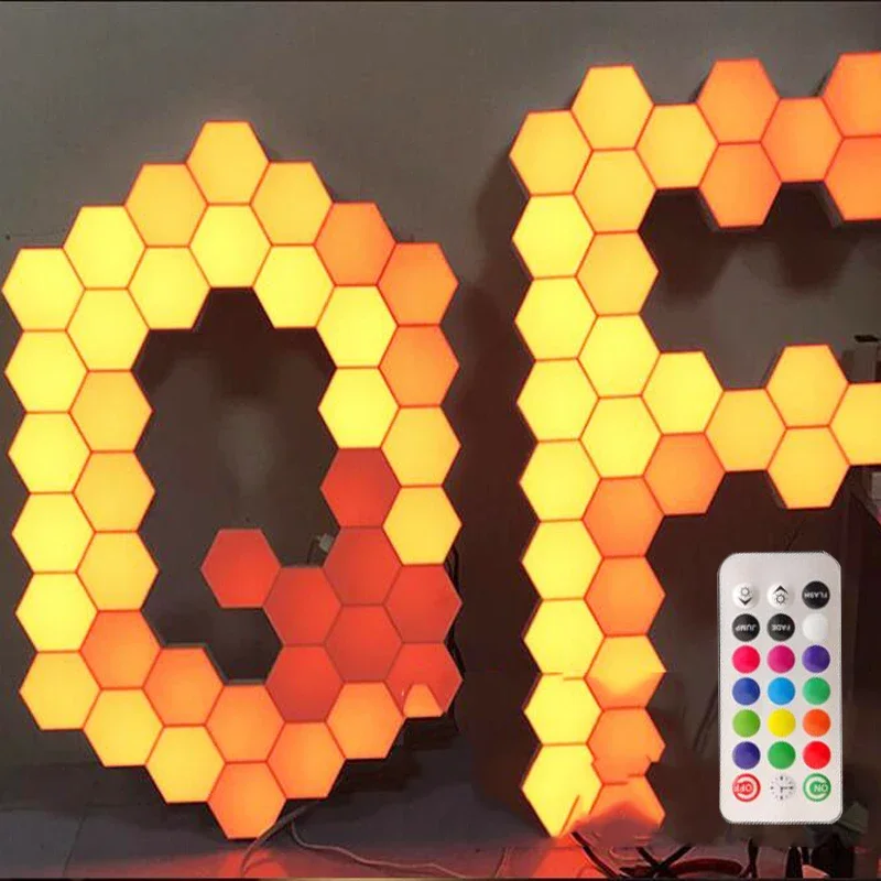 RGB LED Hexagon Quantum Lamp - DIY LED Wall Touch Sensor Night Light - Colorful Home Decoration Desk Light - USB 5V