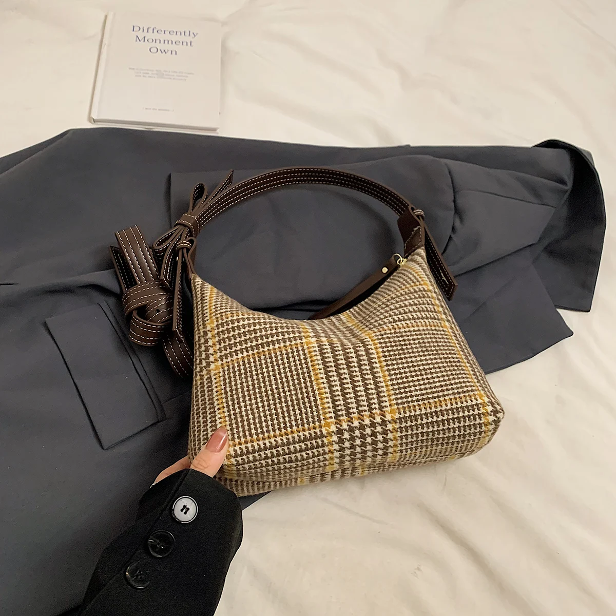 أزياء متعددة الاستخدامات للتسوق في الهواء الطلق تخزين حقائب مربعة صغيرة بسيطة عارضة جديدة المرأة منقوشة واحدة الكتف حقائب كروسبودي #5