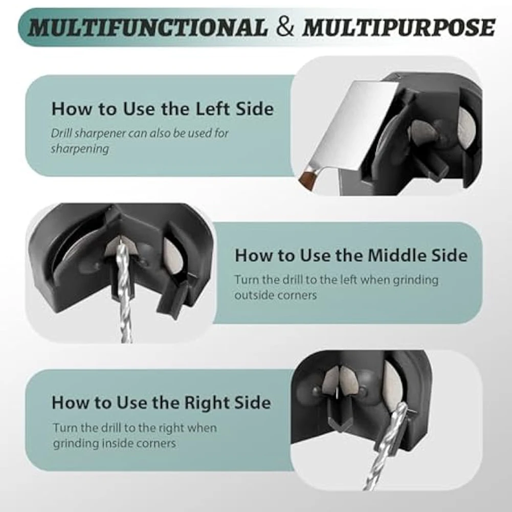 AA76-Drill Bit Sharpener,Multipurpose Drill Bit Grinding Sharpener With 4 Grinding Wheel,Drill Machine Blade Sharpening Tool