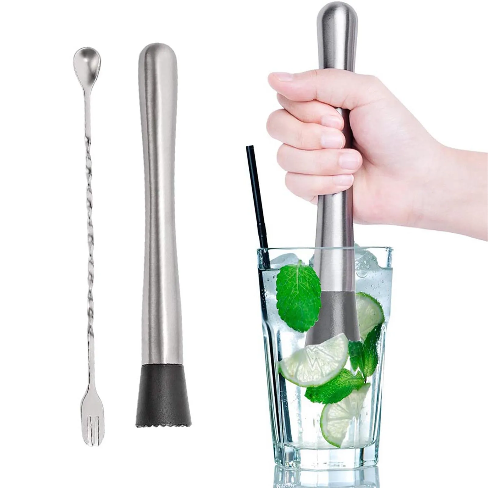 Stainless Steel Cocktail Shaker Ice Crusher Durable Bar Utensil Wine Drink Muddler For Bar And Kitchen Tool