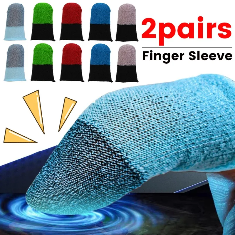 2/1Pairs Gaming Finger Sleeve Sweatproof Anti Slip Gamer Finger Covers Breathable Touch Screen Fingertips for Mobile Game