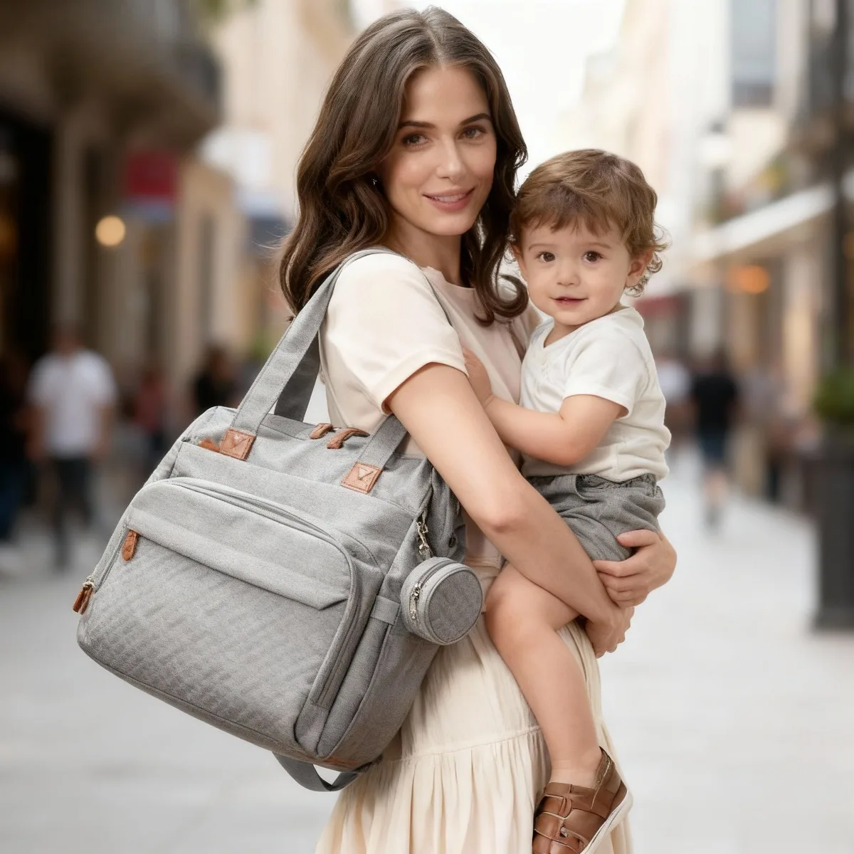 

Большая сумка для подгузников для мам, 14 карманов, огромная вместимость и легкий, подходит для всех предметов первой необходимости для малышей для путешествий, идеальный органайзер для путешествий