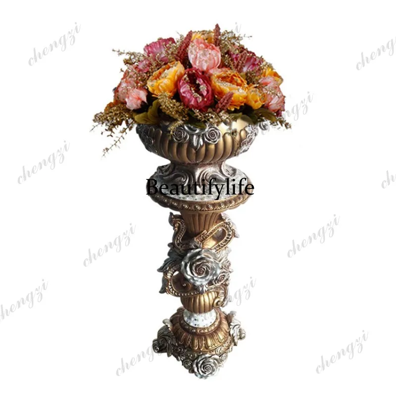 A95 European-style living room Roman column floor-to-ceiling large vase TV cabinet entrance exquisite drilling