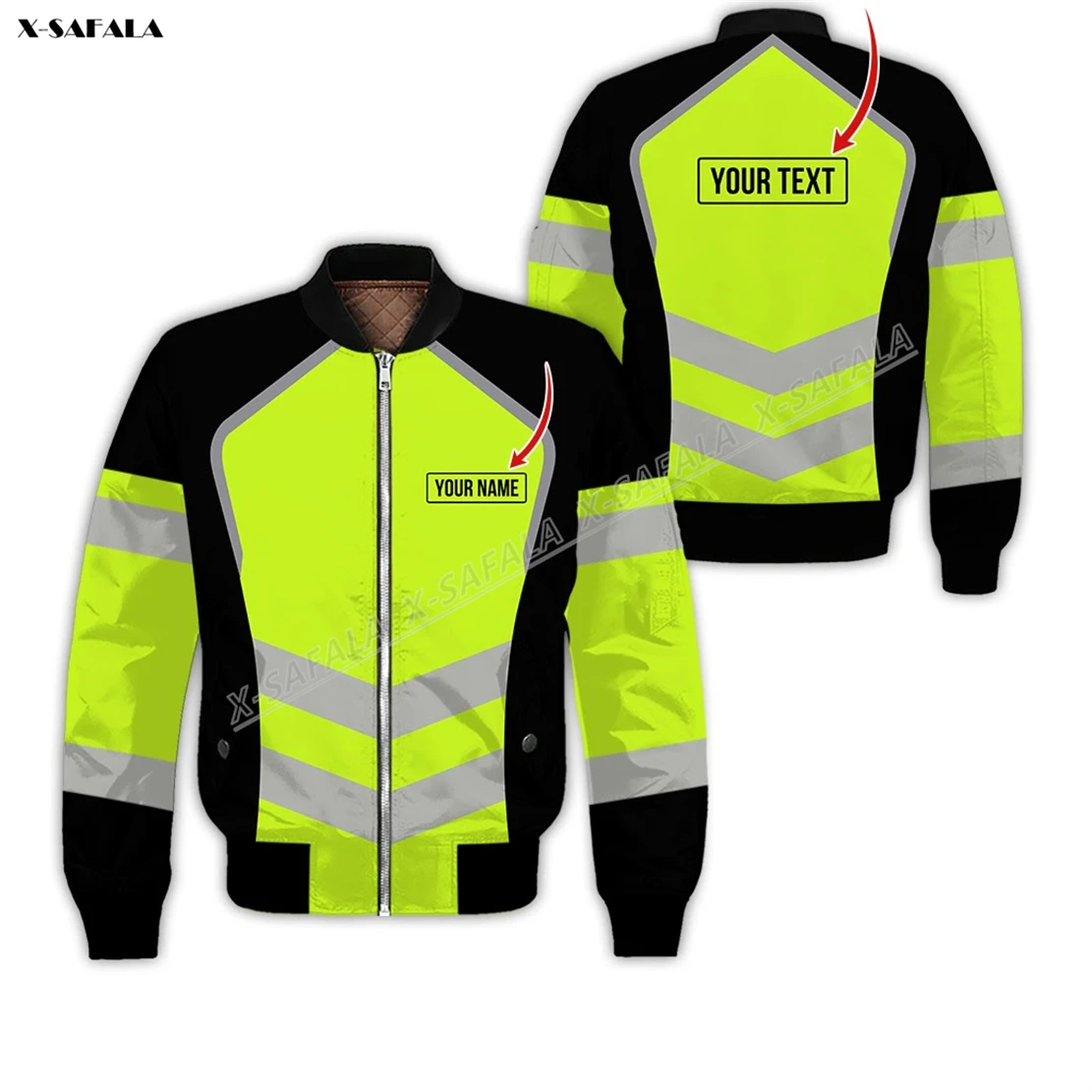 

Truck Equipment Operator 3D Printed Bomber Thick Jacket Adult Men Flight Pilot Zipper Coat Cotton Warm Uniform Workwear Work Job