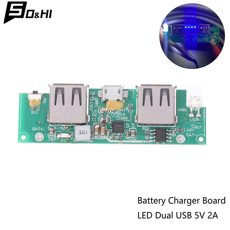 Dual USB 5V Mobile Power Motherboard, EDP2339 Controle Principal, Telefone Power Bank Circuit Board com Luz LED, DIY Acessórios