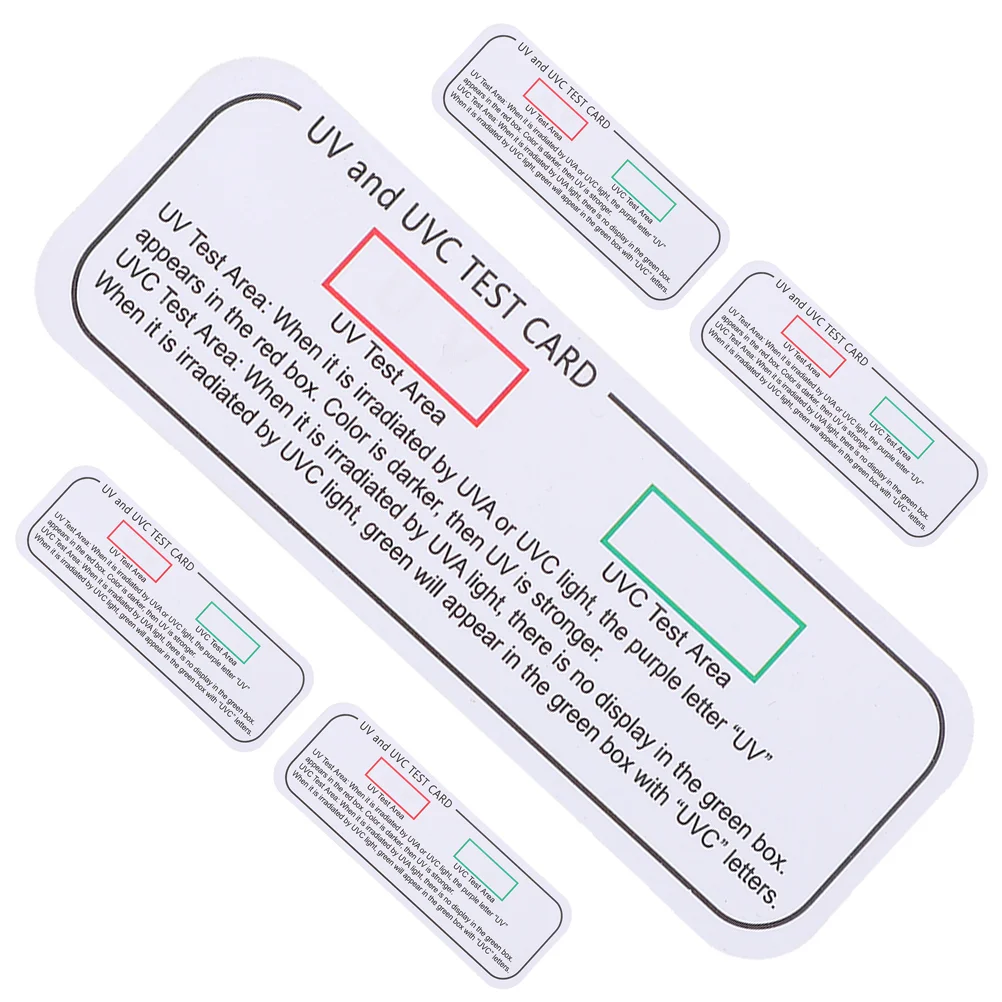 Tarjetas de prueba de UVC-UVA, 5 uds., pequeños identificadores de luz UVC, tira de prueba de papel indicadora de UVC-UVA, tarjetas de prueba uv