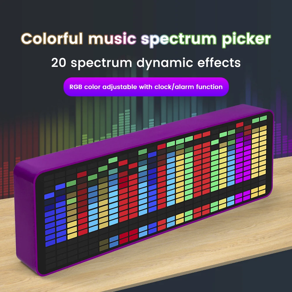 LED Light Stereo Music Spectrum Electronic Clock Voice Rhythm RGB Car Audio Level Indicator VU Meter Automobile Atmosphere Lamp