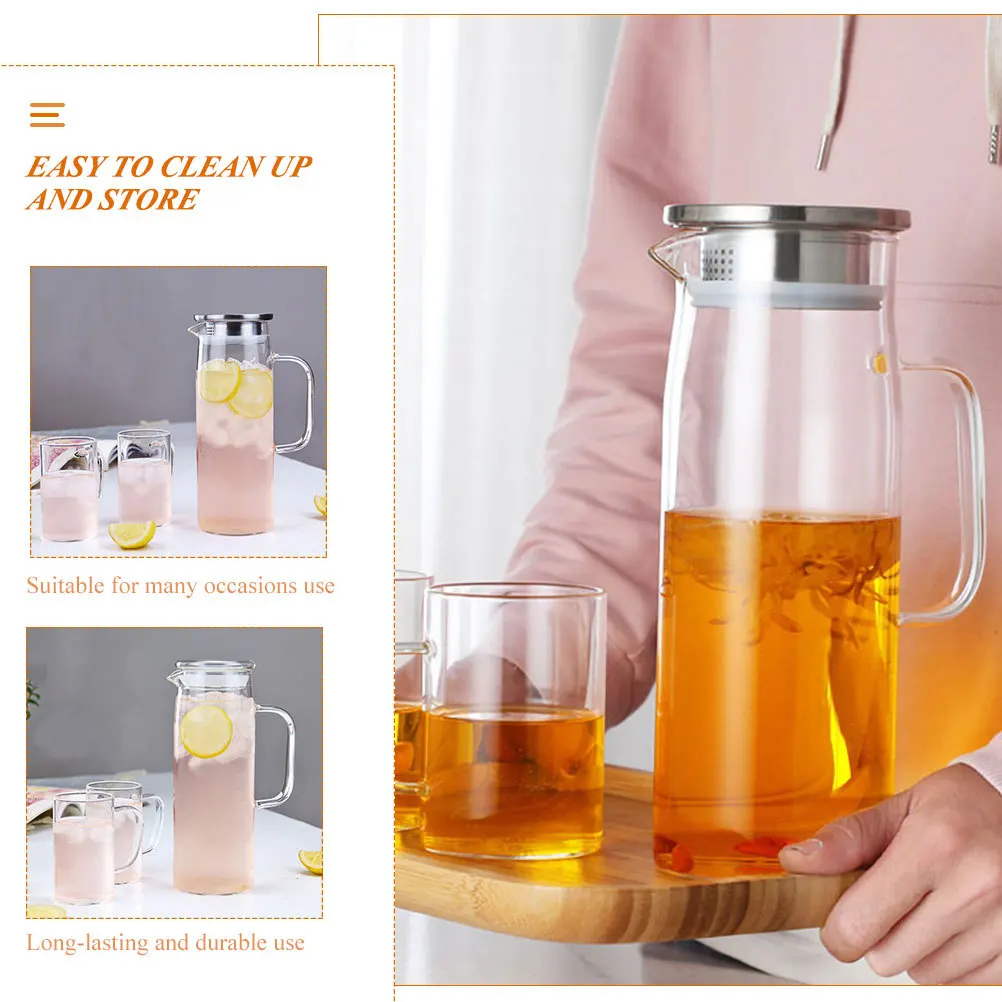 

Elegant Glass Water Container Anti Leak Beverage Kettle Large Capacity Juice Jug Portable Design Suitable for Bedroom Living