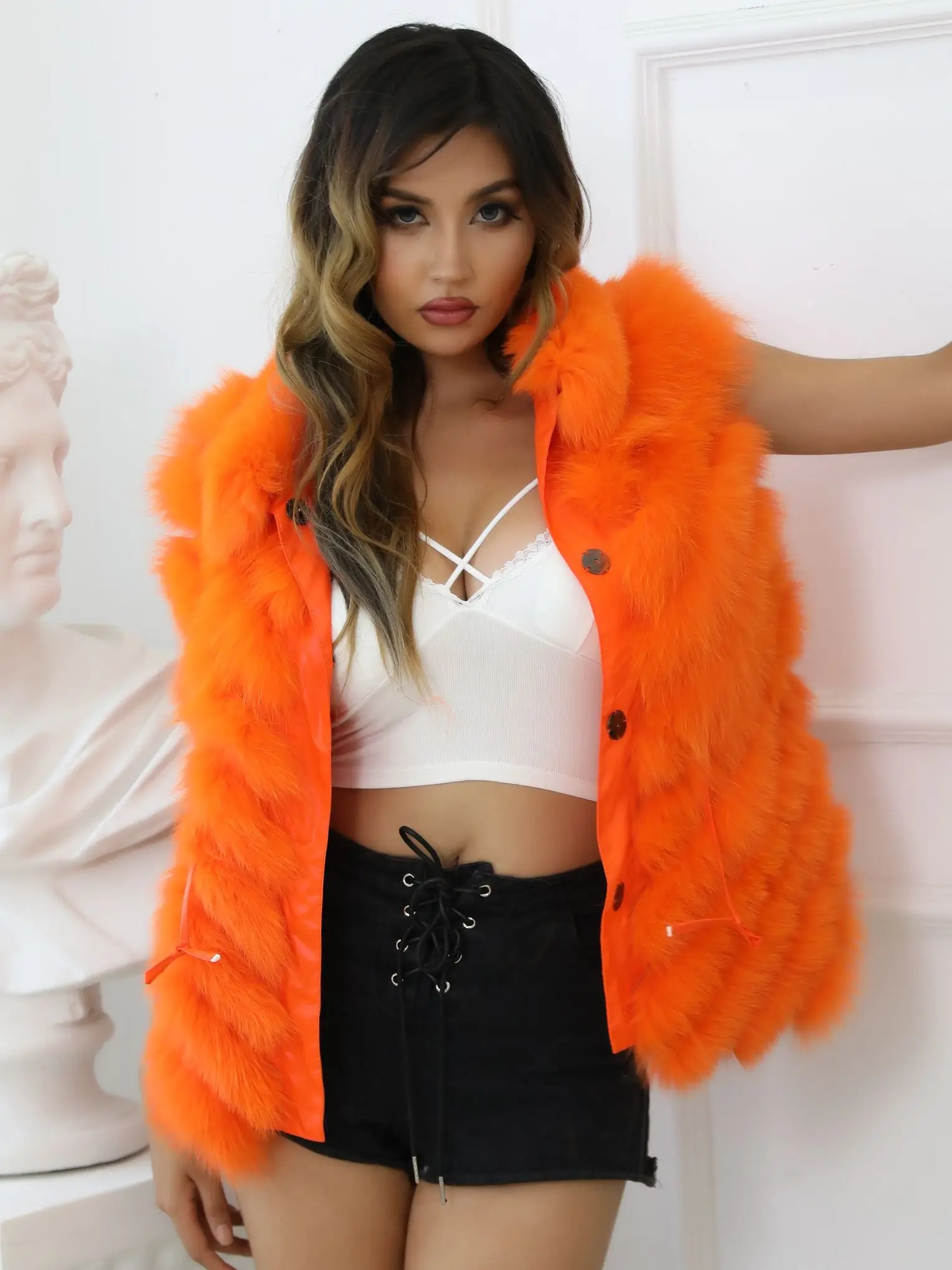 

MISSJANEFUR Reversible Real Fur Vest Women Short 2022 New Fashion Luxury Natural Fox Fur Double Sides Female Winter Coat