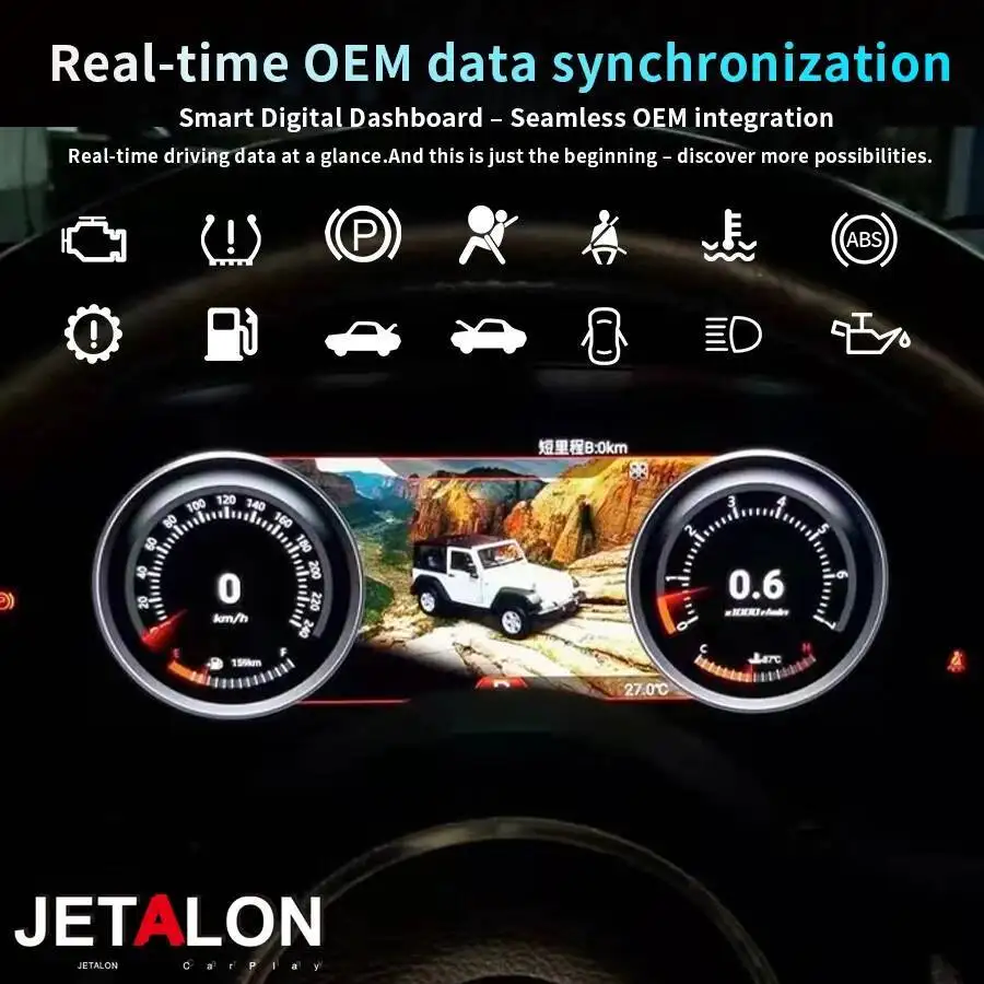 

Screen Speedometer Instrument Upgrade 12.3Inch For Jeep Wrangler 2011-2017 LCD Dashboard Smart Cluster Carplay High Display