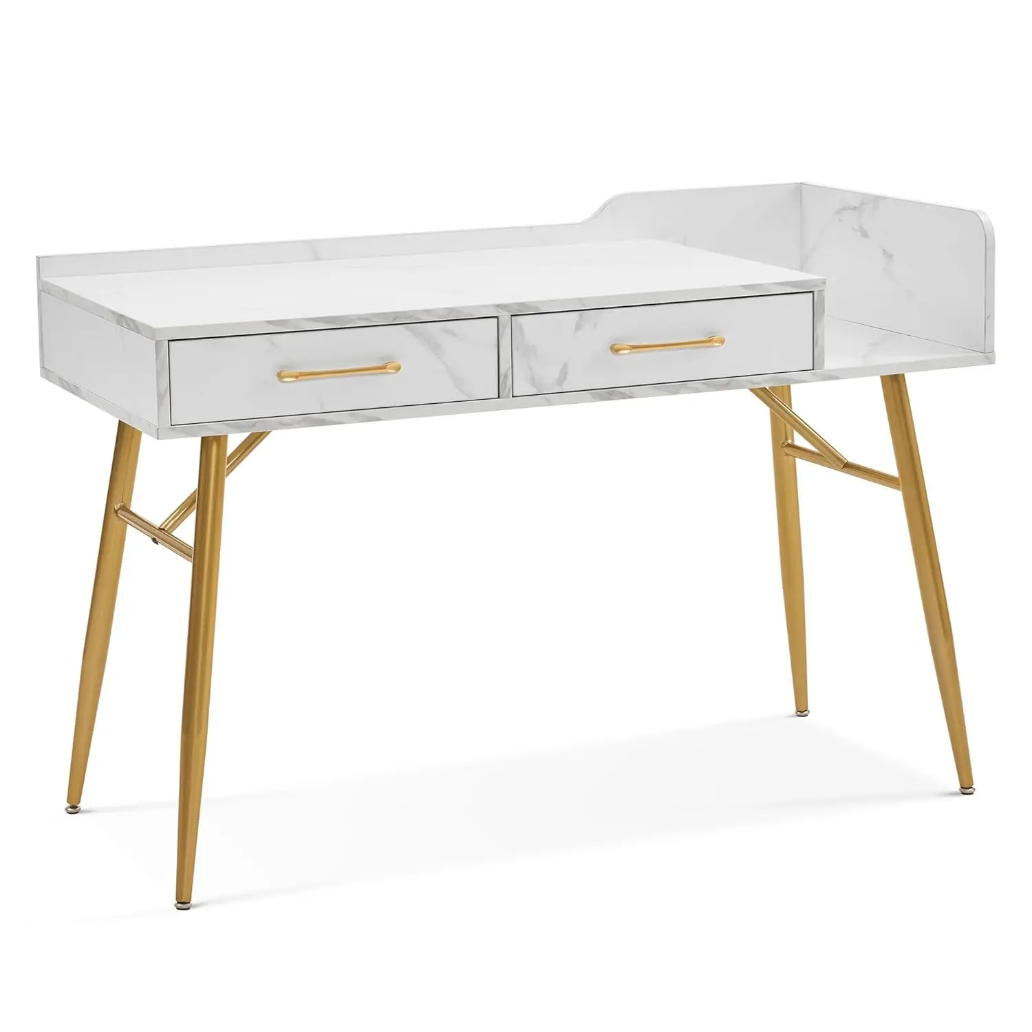 

47" Vanity Desk with 2 Drawers Storage Modern Gold Legs Bedroom Living Room Makeup Office Table, Customized