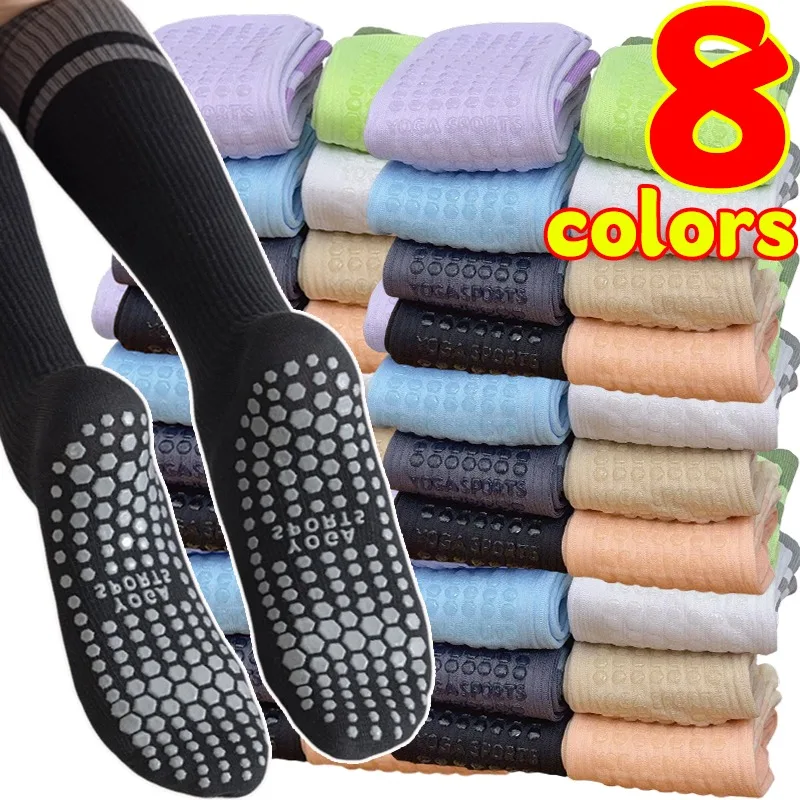

Yoga Socks Non Slip Compression Calf Socks Graduated Pressure Anti Slip Silicone Grip for Women Pilates Running Gym Breathable