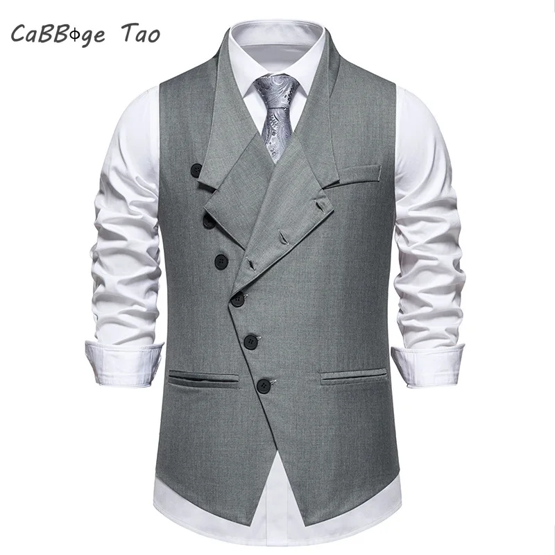 Spring Men\'s Suit Vest with Slanted Front and Single Breasted Casual Comfortable and Refreshing Vest Top