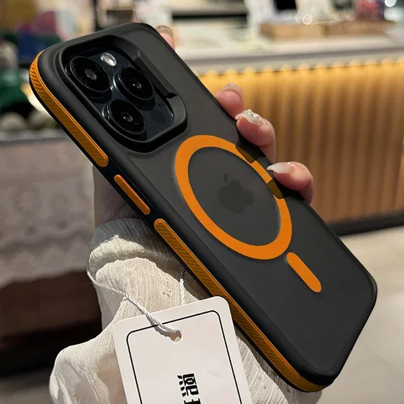 Роскошный магнитный цветной матовый полупрозрачный противоударный чехол с беспроводной зарядкой для iPhone 16, 12, 13, 14, 11, 15 Pro Max Plus Magsafe Cover