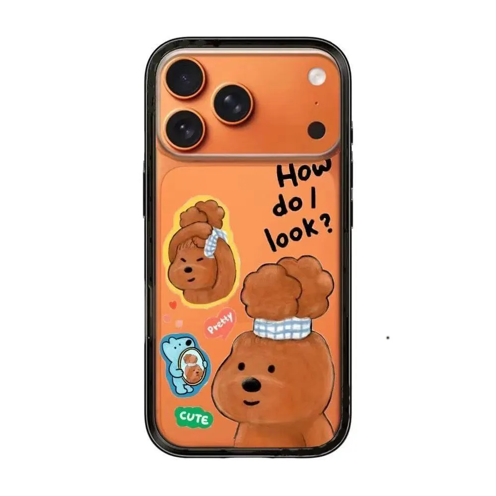 

Brown Blue Puppy Companion New Type Acrylic Black Border Phone Cover for IPhone 13 14 15 16 17 Pro Max Case for IPhone 17