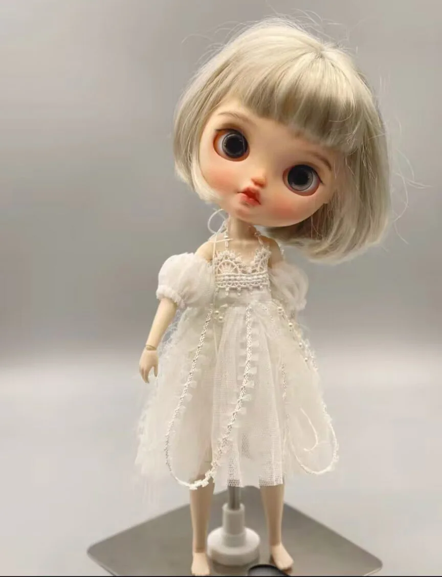 2026 high quality white Sweet French style white Blythe dress 1/6 30cm(Fit for azone,Pullip,Ob22/24/26, Licca)