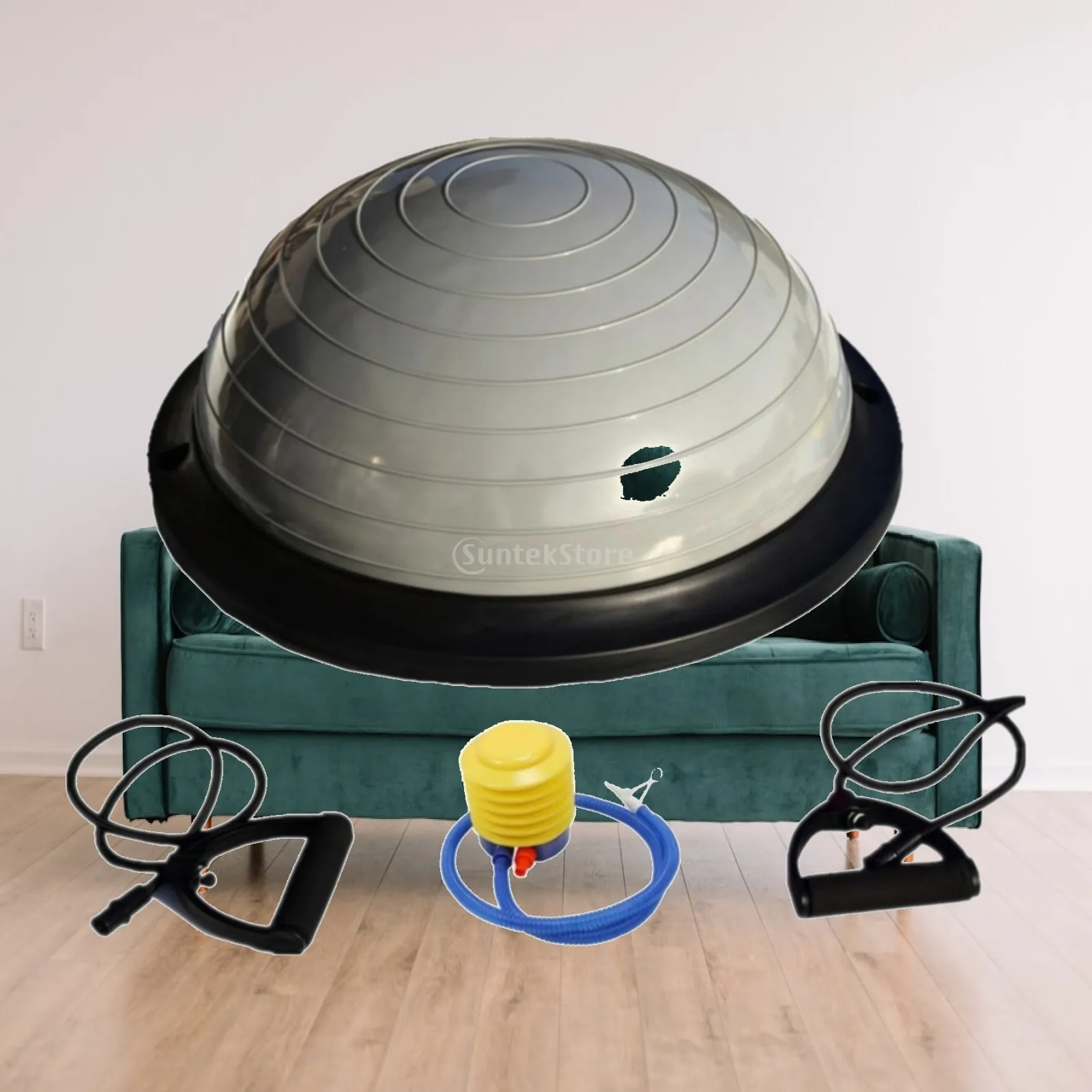 Balance Platform with Pump and Resistance Bands Anti-Skid Balance Platform with