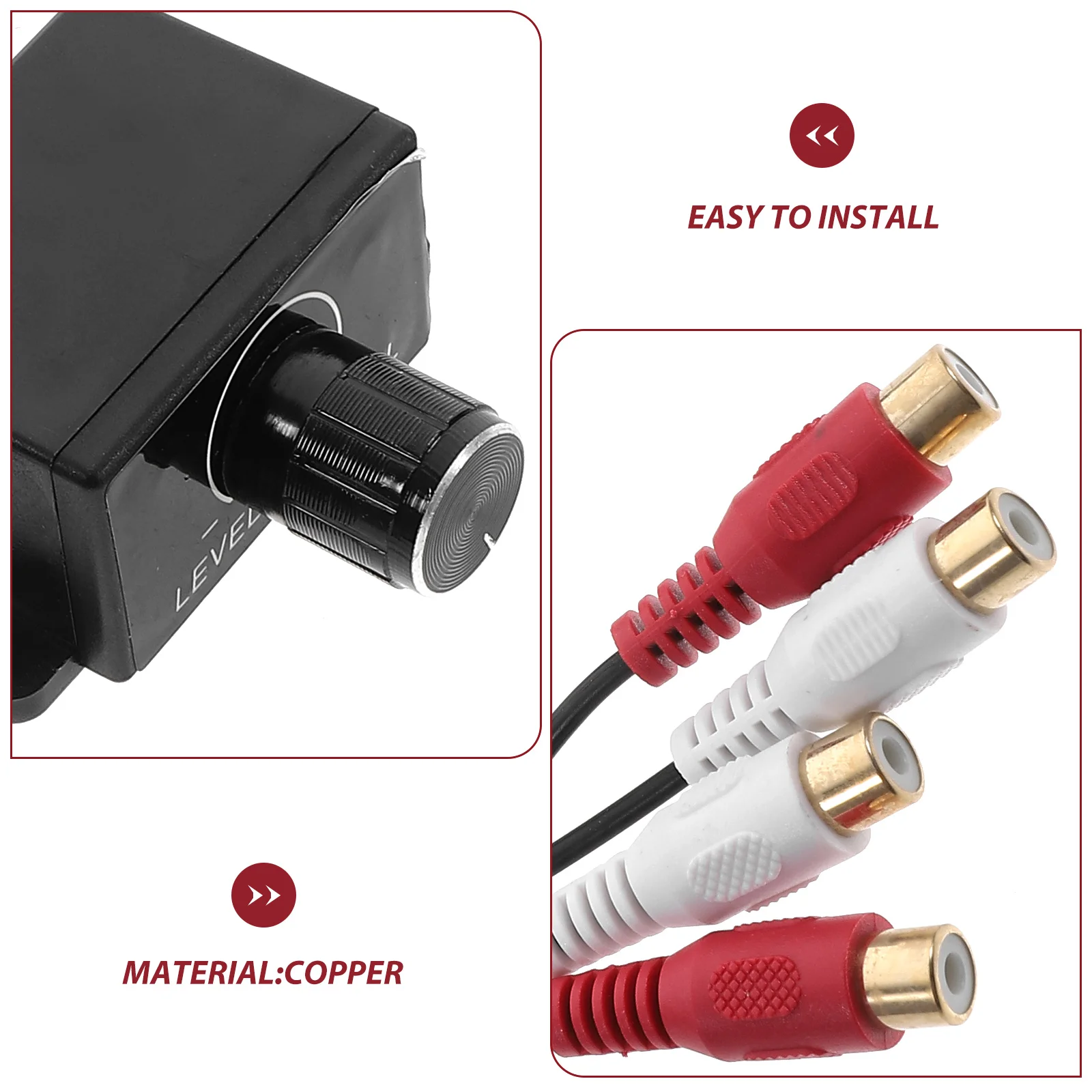 

Bass Control Knob Audio Adjuster Amplifier Car Volume Copper Core Rca Regulator