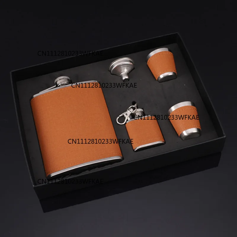 8OZ 2 flasks Portable Flagon Hip Flask set with cups filter leather for Whiskey Vodka Wine Pot Alcohol outdoor Drinking Bottle
