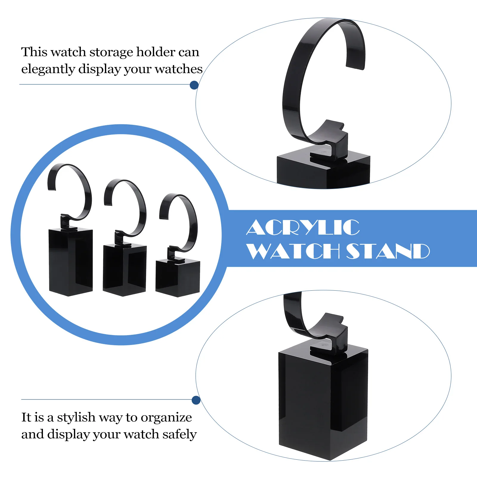 

3 шт., органайзер для хранения часов, акриловый держатель для ювелирных изделий, простая элегантная устойчивая к царапинам браслет St