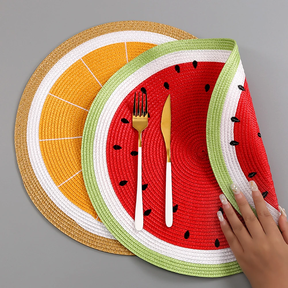 Almohadillas aislantes, manteles individuales para mesa, manteles individuales de sandía, mesas redondas de estilo japonés de verano