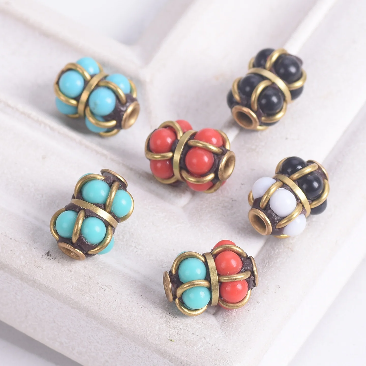 

Ручной работы непальская бусины из латуни и глины для изготовления ожерелий, ювелирных изделий «сделай сам», 8,5X11, 5 мм, тибетско-буддистские