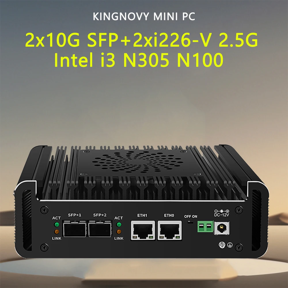 Fanless Intel I3 N305 N355 Industrial Mini PC Micro Firewall Appliance, 2 *i226 LAN Ports 2x10G SFP+ Home Network Pfsense Pc