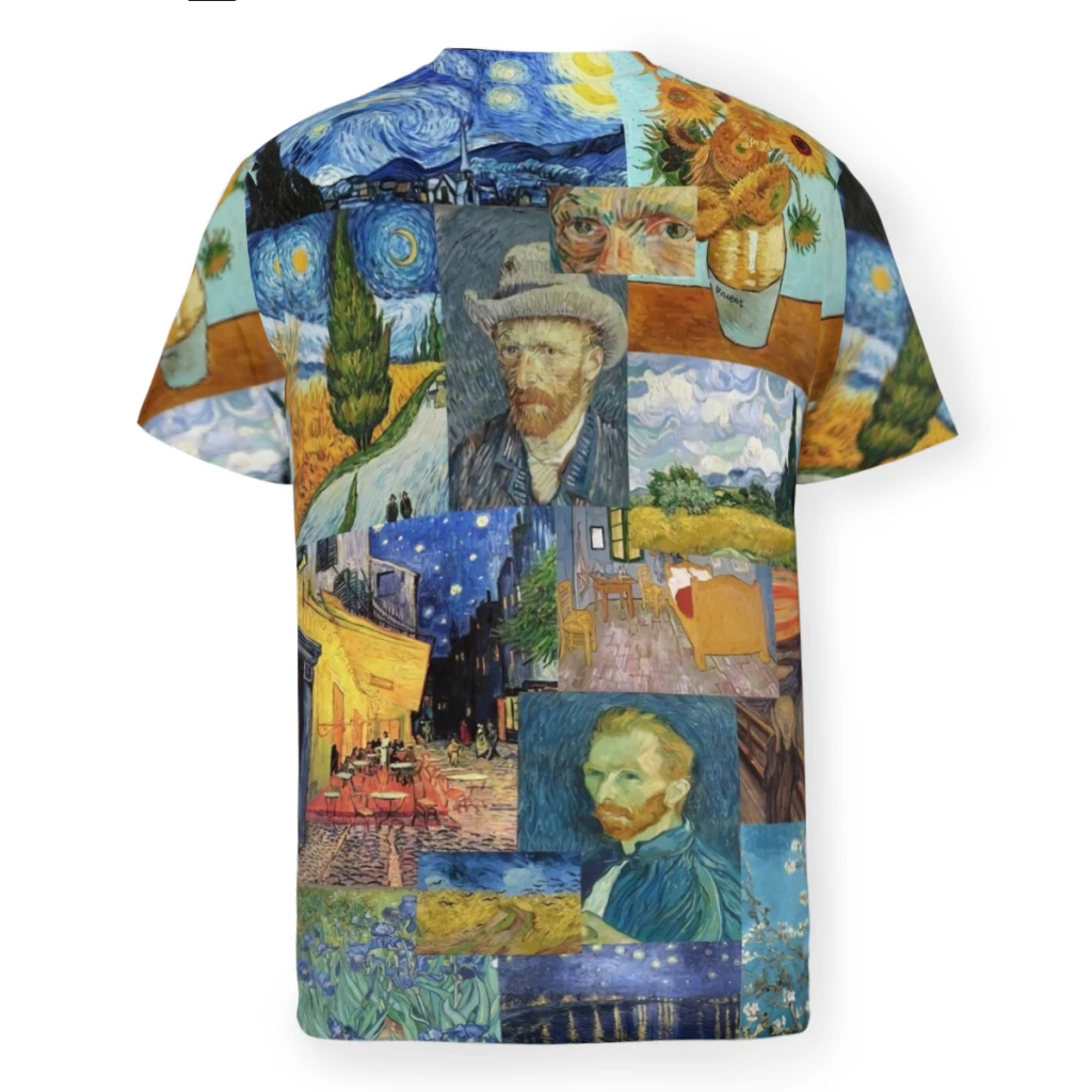 Vincent Van Gogh Paniting, Polyester Print Men T Shirt Outdoor Sports Quick-drying Clothes Casual T-Shirt Street Tees