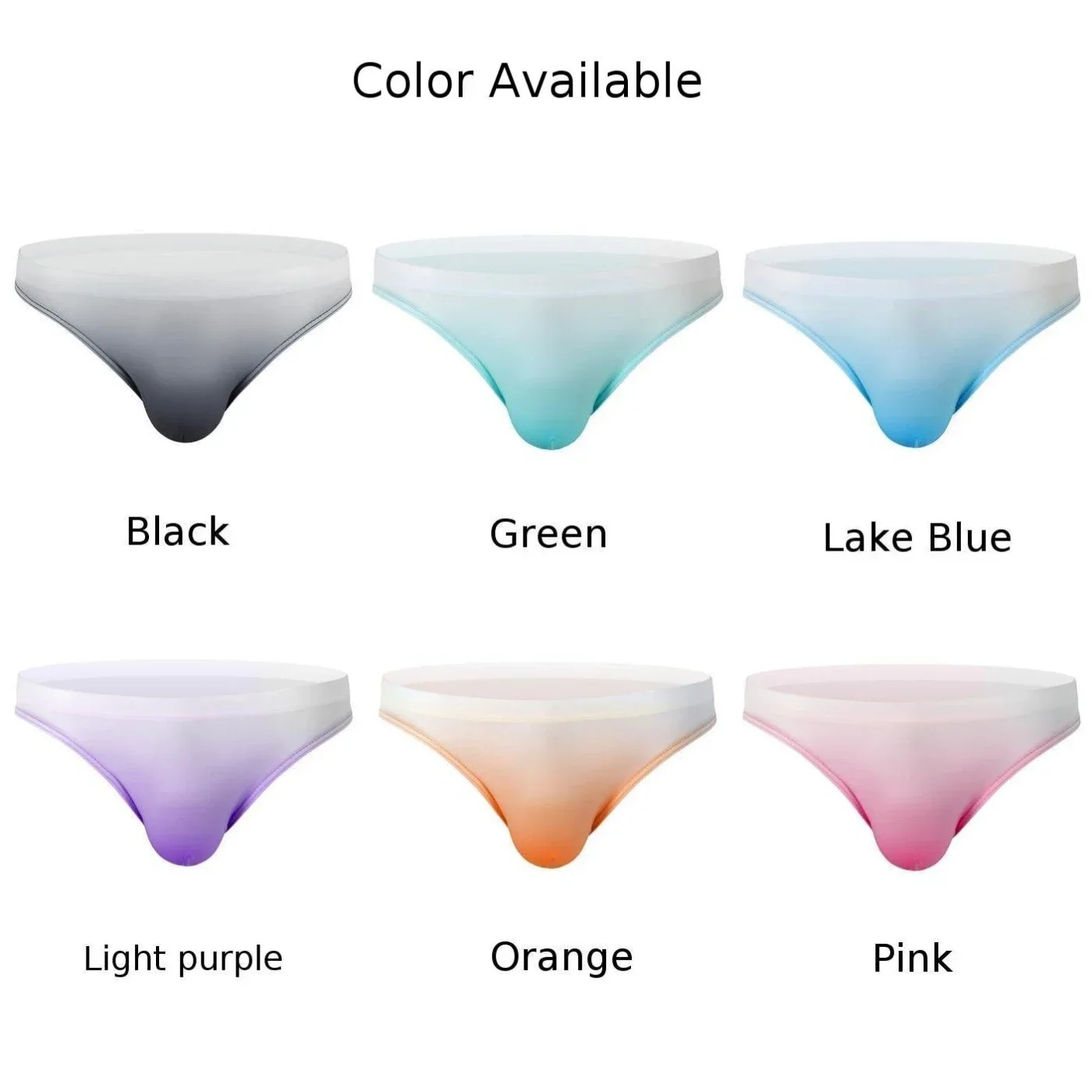 New Gradient Briefs Men Sexy Silky Swimwear Thong Middle Waist Lingerie Underwear Bikini Hombre Underpants Elastic Panties