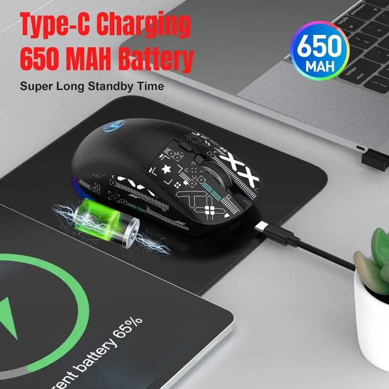 New Tri-Mode Bluetooth 2.4g Wireless Mute Mouse Multi System Compatible Plug Play Rgb Light-Emitting Charging Mouse Game Office