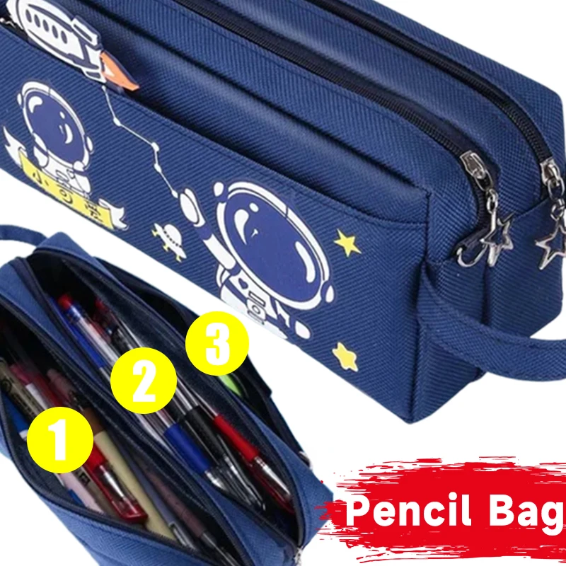 Große Kapazität Astronaut Feder mäppchen niedlichen Cartoon Kinder Briefpapier Tasche große Kapazität Aufbewahrung tasche Schule Studenten Leinwand Bleistift Tasche