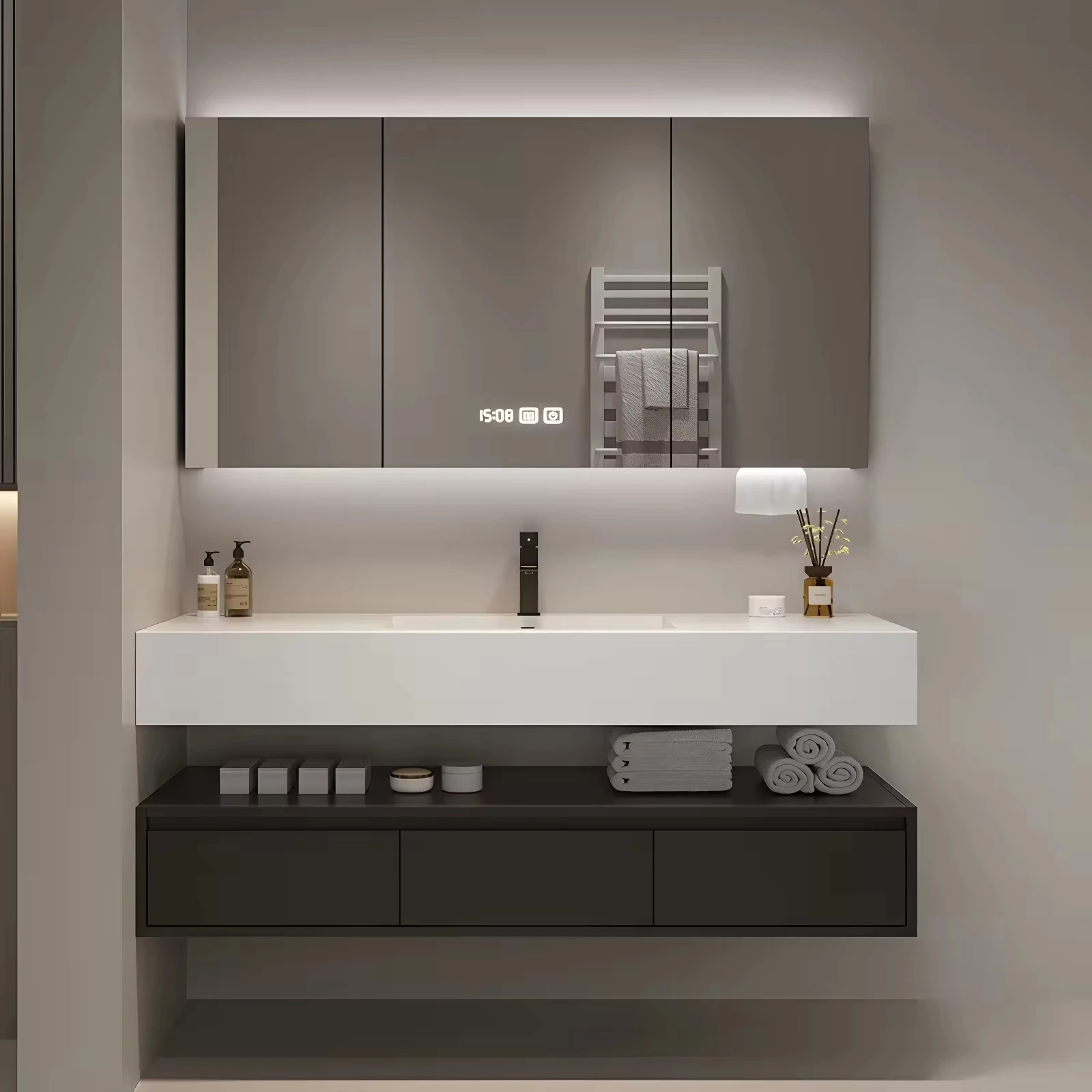 

Modern Hotel-style Seamless Ceramic Integrated Basin, Hot-bend Washbasin, Bathroom Sink Combination Bathroom
