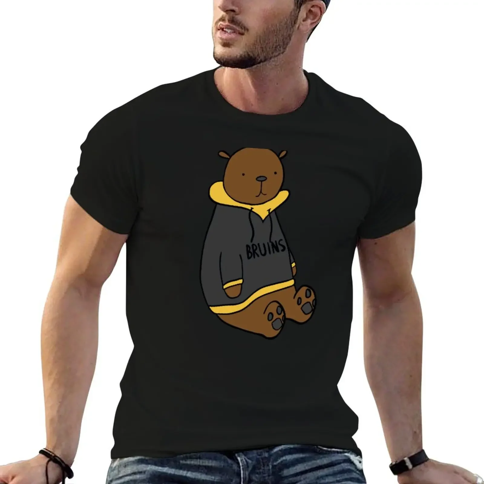 Boston Bruin in a Hoodie T-Shirt boys whites graphic tee shirt oversizeds sweat big and tall t shirts for men