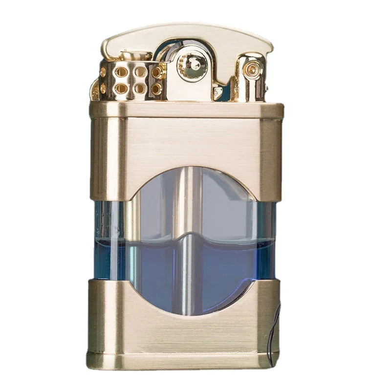 ZORRO New Windproof Metal Kerosene Lighter Transparent Oil Tank Creative Retro Flint Petroleum Lighters Smoking Accessories