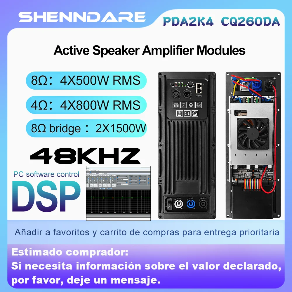 Módulo amplificador de potencia de altavoz de matriz de línea profesional ShennDare PFA2K4+CQ260DA 4x800W 4OHM Módulo amplificador de subwoofer de DJ de 4 canales Módulo amplificador de altavoz activo