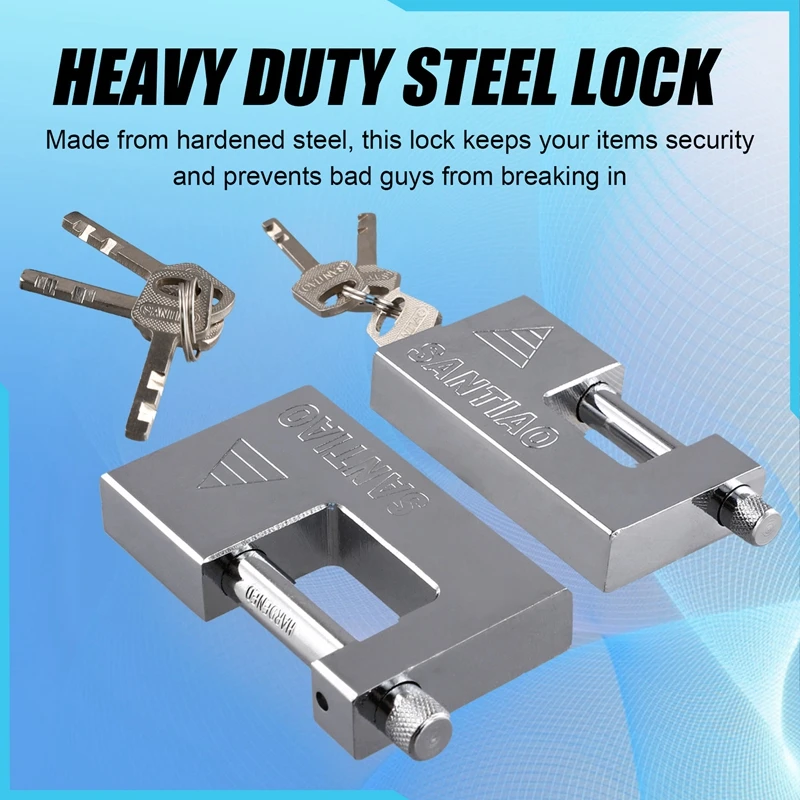 2PCS Multifunctional Padlock Keyed Padlock Waterproof Antirust Anti-Theft Lock Pry Door Lock With 3 Keys