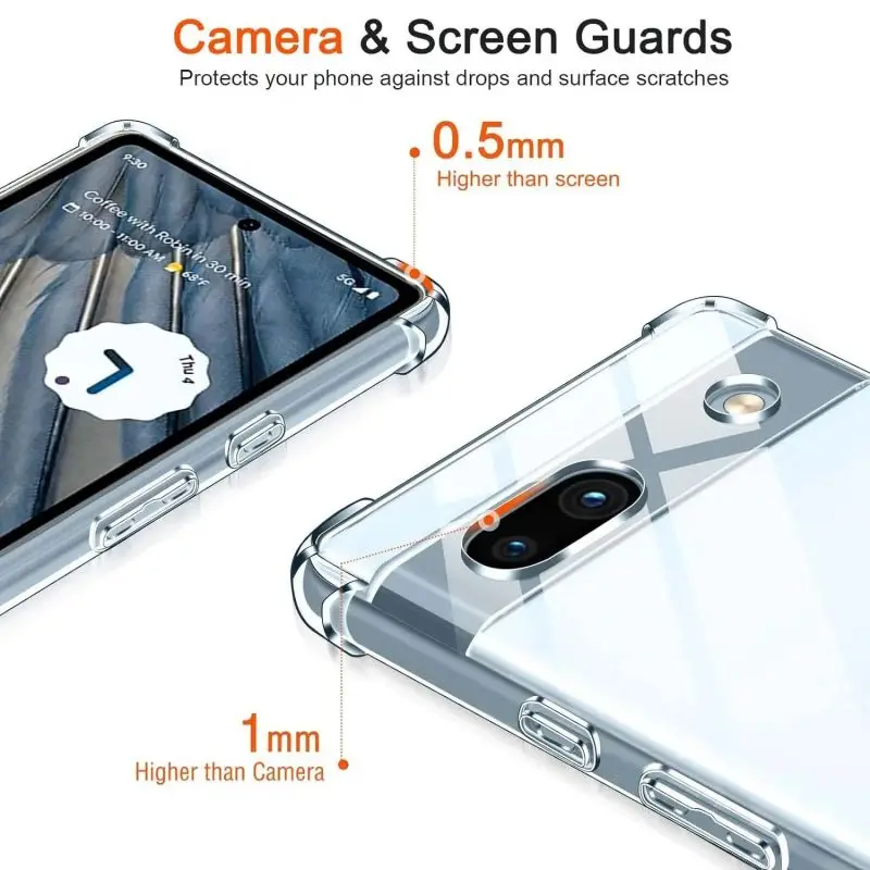 For Google Pixel 6 6A 7 7A 8 9 Pro 8A Transparent TPU Back Case Pixel 9 8 7 6 Pro 6A 7A 8A Clear Shockproof Soft Case