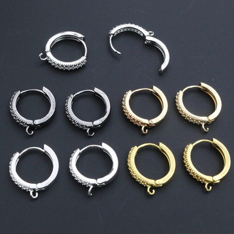 

10pcs 15mm with Zircon Gold Silver Color Earring Hooks Leverback Open Loop DIY Clips Clasp Jewelry Making Accessories